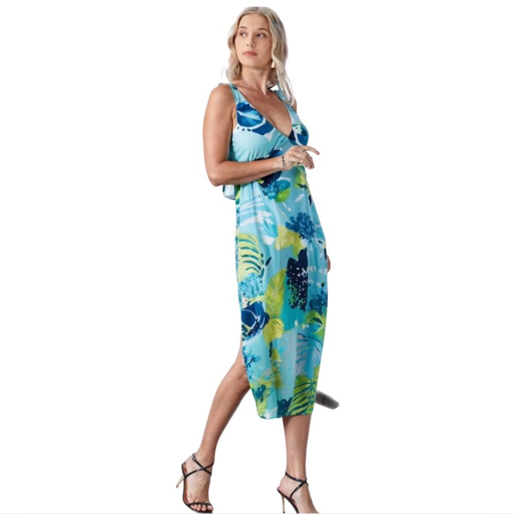 Touch 9 Retro type halter adjustable tie at neck floral print dress. Size M